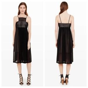 Club Monaco Black Clamanta Silk Midi High Neck Dress
